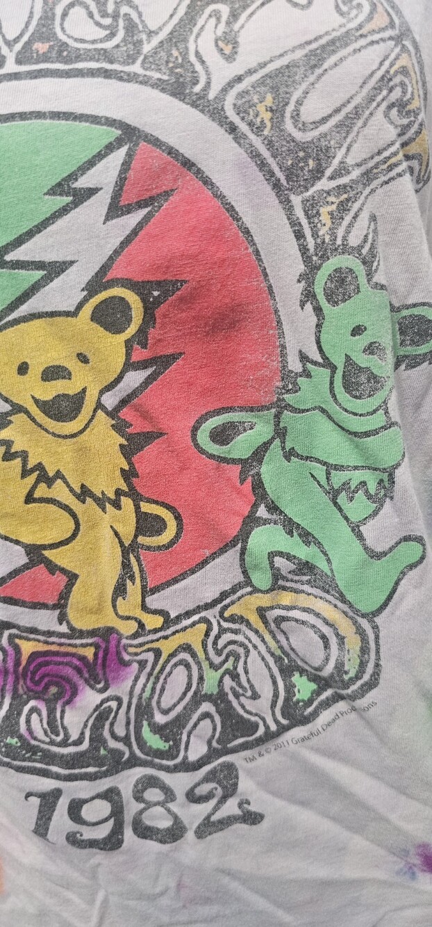 Grateful Dead Jamaica 1982 Rasta Gray Tye-Dye 2011 Sz S Cotton Dancing Bears - Picture 2 of 10